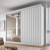 Guarda-Roupa Atlanta 2 Portas 4 Gavetas com Espelho Ripado 100% Mdf Branco Acetinado - Mademarques Guarda-Roupa Atlanta 2 Portas 4 Gavetas com Espelho Ripado 100% Mdf Branco Acetinado - Mademarques