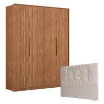 Guarda Roupa Attore 4 Portas Amêndola com Cabeceira Luiza 160 cm Marfim Demartêz