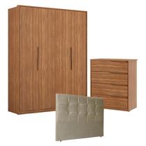 Guarda Roupa Attore 4 Portas e Cômoda Atria Amêndola com Cabeceira Luiza 140 cm Taupe Demartêz Guarda Roupa Attore 4 Portas e Cômoda Atria Amêndola com Cabeceira Luiza 140 cm Taupe Demartêz