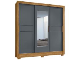 Guarda Roupa Bahamas 202cm 3 Portas Freijó Cinza com Espelho Moval