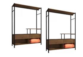 Guarda Roupa Barcelona Para Quarto Solteiro Kit 2 Peças - Móveis Leartam