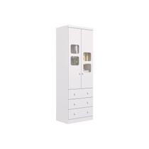 Guarda Roupa Bebê c/ 2 Portas Cristal e 3 Gavetas Uli Branco - Peroba