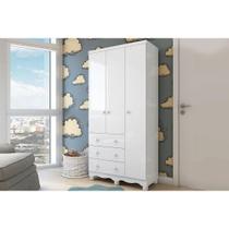 Guarda Roupa Bebê c/ 3 Portas e 3 Gavetas Júnior Branco - Peroba