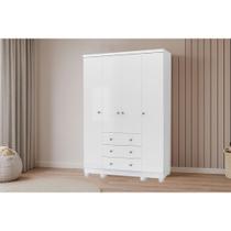 Guarda Roupa Bebê c/ 4 Portas e 3 Gavetas Júnior Branco - Peroba Guarda Roupa Bebê c/ 4 Portas e 3 Gavetas Júnior Branco - Peroba
