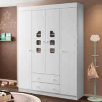 Guarda Roupa Bebê Lívia 100 MDF Branco 4 Portas 2 Gavetas Phoenix Baby