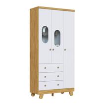 Guarda Roupa Bebê Pingo Móveis Peroba MDF 03 portas - Guarda Roupa Bebê Pingo Móveis Peroba MDF 03 portas -
