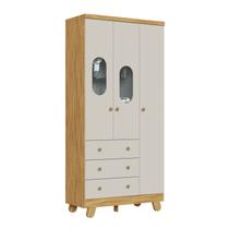 Guarda Roupa Bebê Pingo Móveis Peroba MDF 03 portas - Guarda Roupa Bebê Pingo Móveis Peroba MDF 03 portas -