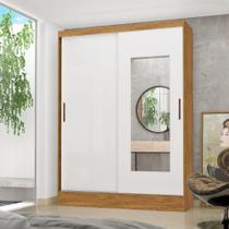 Guarda-roupa Belem 2 Portas De Correr 2 Gavetas Com Espelho Cinamomo Branco