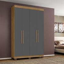 Guarda-roupa Bélgica 4 Portas 2 Gavetas Amêndoa Grafite Guarda-roupa Bélgica 4 Portas 2 Gavetas Amêndoa Grafite