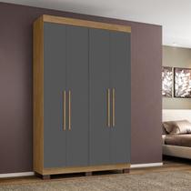 Guarda-Roupa Bélgica 4 portas 2 gavetas Amêndoa Grafite Guarda-Roupa Bélgica 4 portas 2 gavetas Amêndoa Grafite