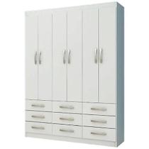 Guarda Roupa Bergamo Evidencia Casal 6 Portas 9 Gavetas Cor Branco
