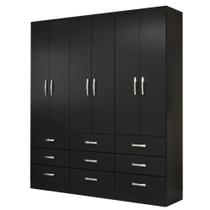 Guarda Roupa Bergamo Evidencia Casal 6 Portas 9 Gavetas Cor Preto
