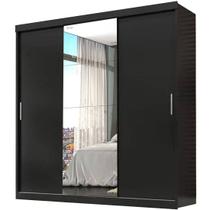 Guarda Roupa Berlim COM Espelho Casal 3 Portas 4 Gavetas Cor Preto Guarda Roupa Berlim COM Espelho Casal 3 Portas 4 Gavetas Cor Preto