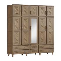 Guarda-Roupa Berlim Flex Casal Imbuia 10 Portas Espelho 6 Gavetas Maleiro Madeira Maciça de Pinus - Cavazotto