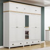 Guarda Roupa Bipartido 10 Portas Madeira Maciça Osiris Branco/Freijó - G74 - Gran Belo Guarda Roupa Bipartido 10 Portas Madeira Maciça Osiris Branco/Freijó - G74 - Gran Belo