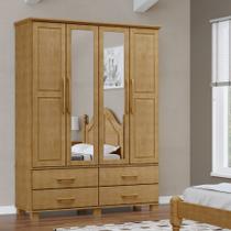 Guarda-Roupa Bipartido 4 Portas 4 Gavetas 100% Madeira Maciça Linha Ouro