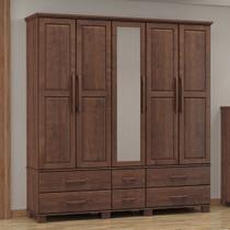 Guarda-Roupa Bipartido 5 Portas 6 Gavetas 100% Madeira Maciça Linha Ouro