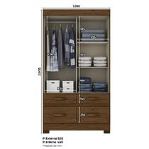 Guarda-Roupa Briz 2 Portas de Correr 4 Gavetas B25 Henn