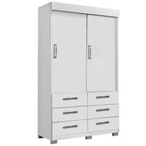 Guarda Roupa Buzios Sem Espelho Solteiro 2 Portas 6 Gavetas Rud Rack Cor Branco