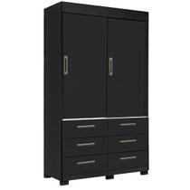 Guarda Roupa Buzios Sem Espelho Solteiro 2 Portas 6 Gavetas Rud Rack Cor Preto