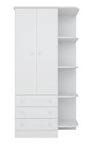 Guarda Roupa C/ Cantoneira Quarto Infantil Bebê 2 Portas 3 Gavetas 1 Cabideiro Doce Sonho 825