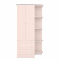 Guarda Roupa C/ Cantoneira Quarto Infantil Bebê 2 Portas 3 Gavetas 1 Cabideiro Doce Sonho 825