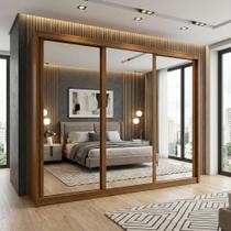 Guarda-Roupa Caleb 270cm 3 Portas 2 Gavetas Super Glass Frassino/Off White