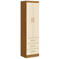 Guarda Roupa Camiseiro Texas Solteiro 2 Portas 3 Gavetas San Marino Cor Noce Pérola