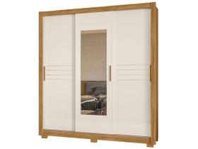 Guarda Roupa Canada 202cm 3 Portas Freijó Off White com Espelho Moval
