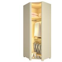 Guarda-roupa Canto 100% MDF 1 Porta Reflecta Com Pés E Led Off White - Gelius Moveis