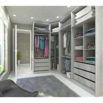 Guarda Roupa Canto 6 Gavetas, 4 Cabideiros Legno Crema