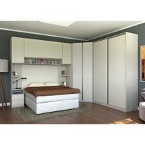 Guarda Roupa Canto Casal 10 Gavetas e 9 Portas Legno Crema com Kashmir Prime Luciane Móveis