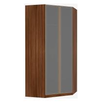 Guarda Roupa Canto Closet 2 Portas Alumínio Inox com Vidro Reflecta Prata 111cm Prime Luciane Móveis