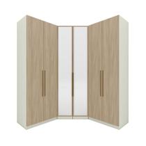 Guarda Roupa Canto Closet 6 Portas 3 Gavetas Areia/Jequitibá