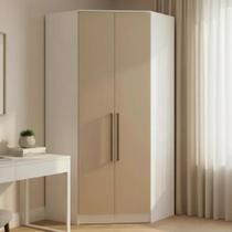 Guarda-Roupa Canto Closet com 2 Portas e 2 Gavetas MDF Requinte+ Branco/Duna Guarda-Roupa Canto Closet com 2 Portas e 2 Gavetas MDF Requinte+ Branco/Duna