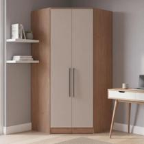 Guarda-Roupa Canto Closet com 2 Portas e 2 Gavetas MDF Requinte+ Marrom/Macadâmia/Duna Guarda-Roupa Canto Closet com 2 Portas e 2 Gavetas MDF Requinte+ Marrom/Macadâmia/Duna