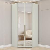 Guarda Roupa Canto Closet Modulado 2 Portas 3 Gavetas com Espelho Predileto Branco/Areia HP Guarda Roupa Canto Closet Modulado 2 Portas 3 Gavetas com Espelho Predileto Branco/Areia HP