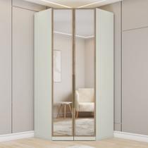 Guarda Roupa Canto Closet Modulado 2 Portas 3 Gavetas com Espelho Predileto