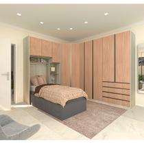 Guarda Roupa Canto Solteiro 10 Portas e 12 Gavetas Legno Crema com Cumaru Prime Luciane Móveis Guarda Roupa Canto Solteiro 10 Portas e 12 Gavetas Legno Crema com Cumaru Prime Luciane Móveis