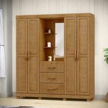 Guarda Roupa Capela 4 Portas 3 Gavetas em Madeira Maciça Linha Bronze Finestra Móveis