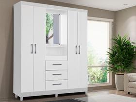 Guarda Roupa Capelinha 4 Portas com espelho Lyon Branco