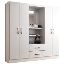 Guarda Roupa Capelinha Evidencia Solteiro com Espelho 4 Portas 2 Gavetas Cor Branco