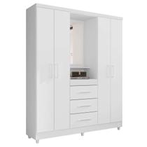 Guarda Roupa Capelinha Lyon 4 Portas e 3 Gavetas Cor Branco - Rud Rack