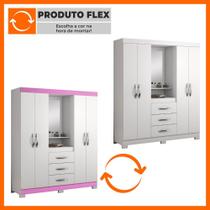 Guarda-Roupa Capelinha Nt5015 4 Portas e 3 Gavetas Rustico e Off White Nt5015 Notável Móveis