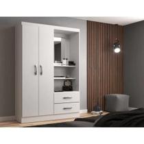 Guarda Roupa Capelinha Solteiro 2 Portas 2 Gavetas Premium - Branco Branco Guarda Roupa Capelinha Solteiro 2 Portas 2 Gavetas Premium - Branco Branco