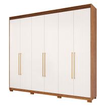 Guarda Roupa Carolina 6 Portas com Espelho Interno com Pés MDF