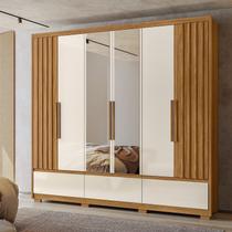 Guarda-roupa Casa 6 Portas 3 Gavetões 2 Gavetas Internas com Espelho e Pés Amazonas