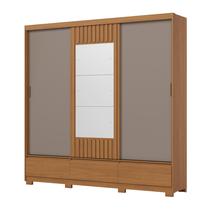 Guarda Roupa Casal 03 Portas Deslizantes Flex com Espelho 03 Gavetas externas Delvin D349 Cinamomo Off White Avelã - Henn Guarda Roupa Casal 03 Portas Deslizantes Flex com Espelho 03 Gavetas externas Delvin D349 Cinamomo Off White Avelã - Henn