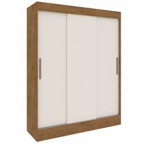 Guarda Roupa Casal 03Portas de Correr 02 Gavetas Marselha Cor: Nogueira Off White