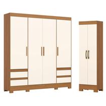 Guarda Roupa Casal 04 portas 04 Gavetas B383 com Armário Multiuso 2 Portas 3 Prateleiras Cinamomo Off White-Henn Briz Guarda Roupa Casal 04 portas 04 Gavetas B383 com Armário Multiuso 2 Portas 3 Prateleiras Cinamomo Off White-Henn Briz